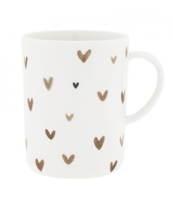 Tasse/Mug à thé blanc à coeurs marron