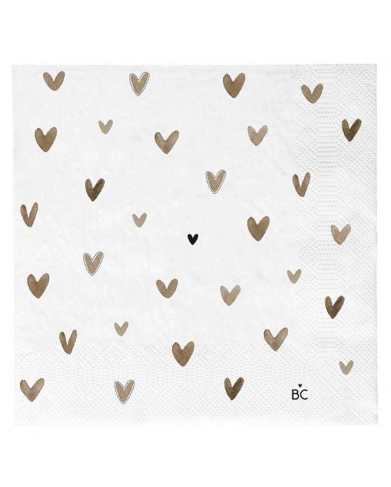 Serviettes en papier coeurs marrons
