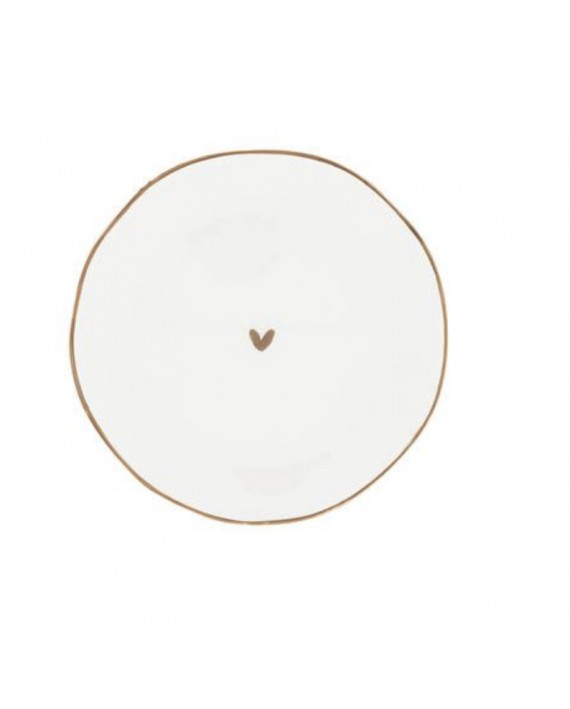 Petite assiette/coupelle coeur bordures camel