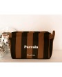 Trousse de toilette coton - Rayures marrons et noirs, Parrain