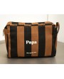 Trousse de toilette coton - Rayures marrons et noirs, Papa