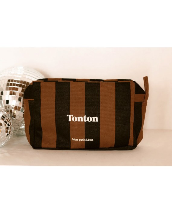Trousse de toilette coton - Rayures marrons et noirs, Tonton