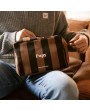 Trousse de toilette coton - Rayures marrons et noirs, Papy