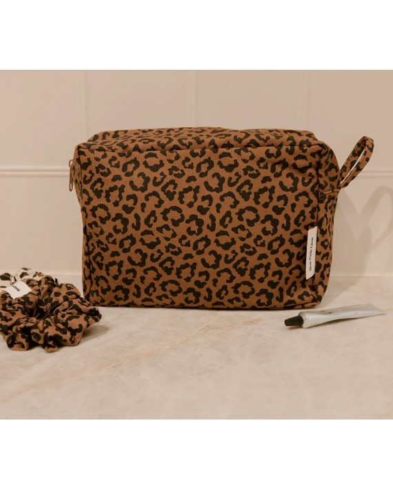 Trousse de toilette coton - Léopard foncé