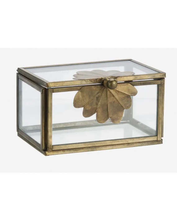 Boîte en verra à bijoux avec feuille de laiton