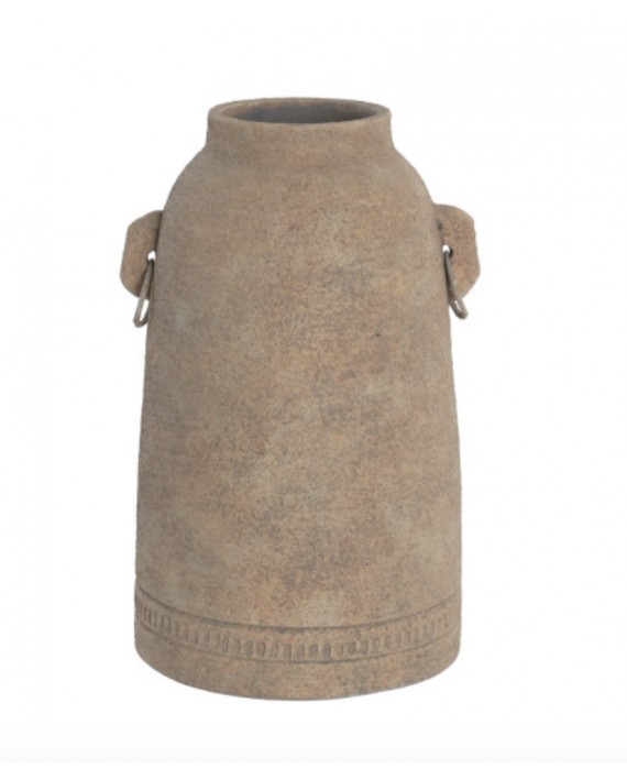 Vase long terre cuite artisanal marron