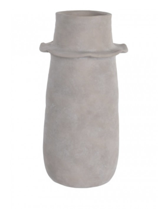 Long vase terre cuite artisanal beige