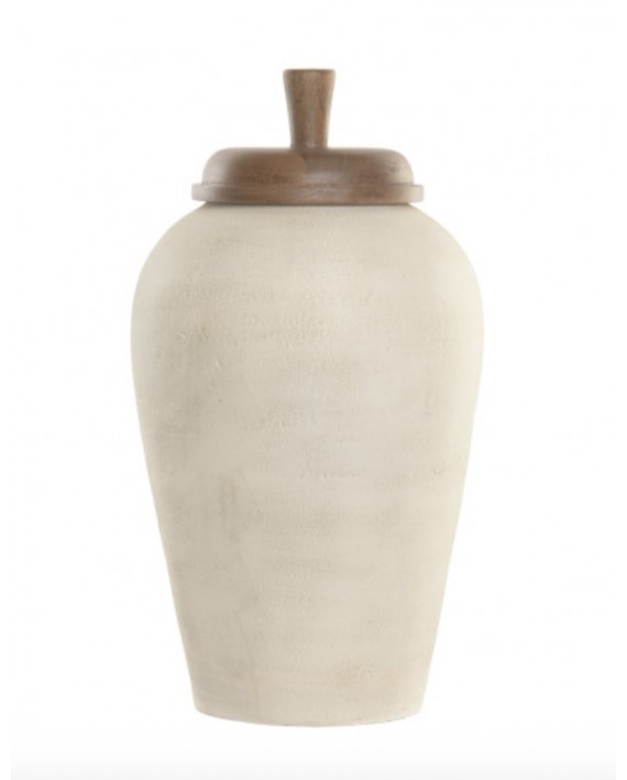 Pot décoratif terre cuite beige