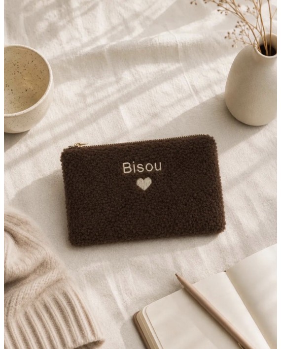 Pochette moumoute choco "Bisou"