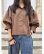 Chemise à manches bouffantes choco