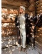 Veste longue simili cuir marron