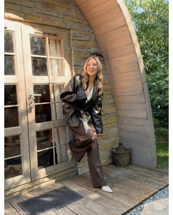 Veste en simili-cuir marron