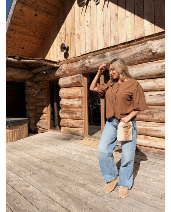 Gilet manches bouffantes camel