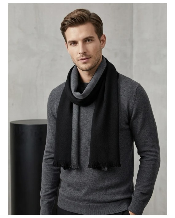 Echarpe homme réversible noire
