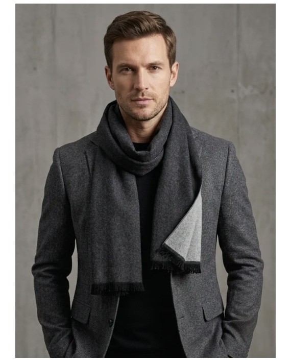 Echarpe homme réversible grise