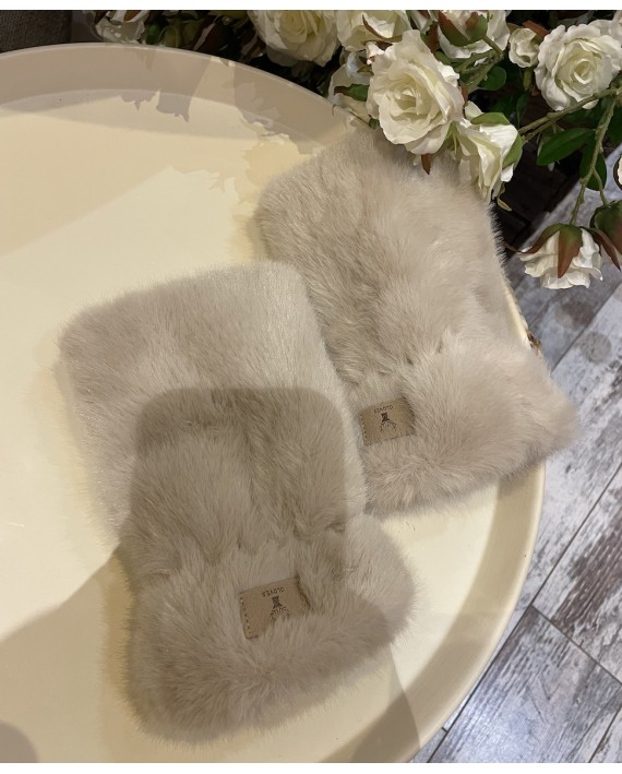 Mitaines fourrure beige