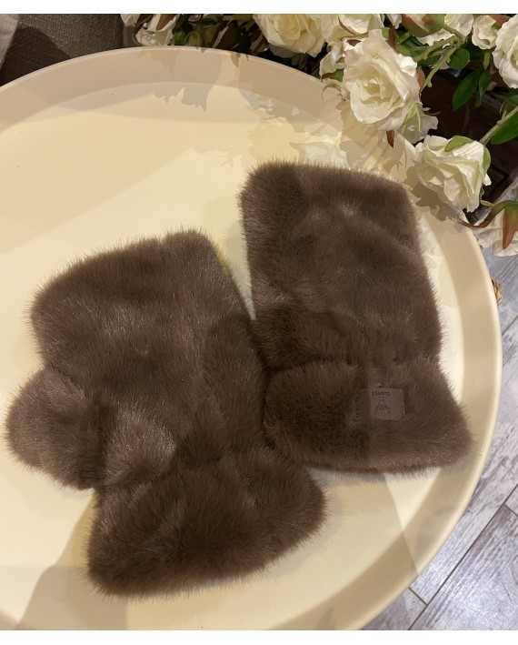 Mitaines fourrure marron