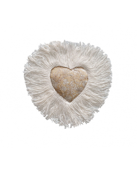 Coeur textile - flower - ocre